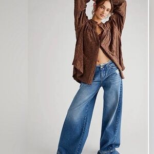 Free People Can’t Stop Dreaming Brown Blouse